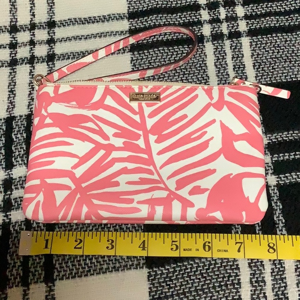 🔴 Kate spade pink & white tropical print wristlet - Picture 11 of 14